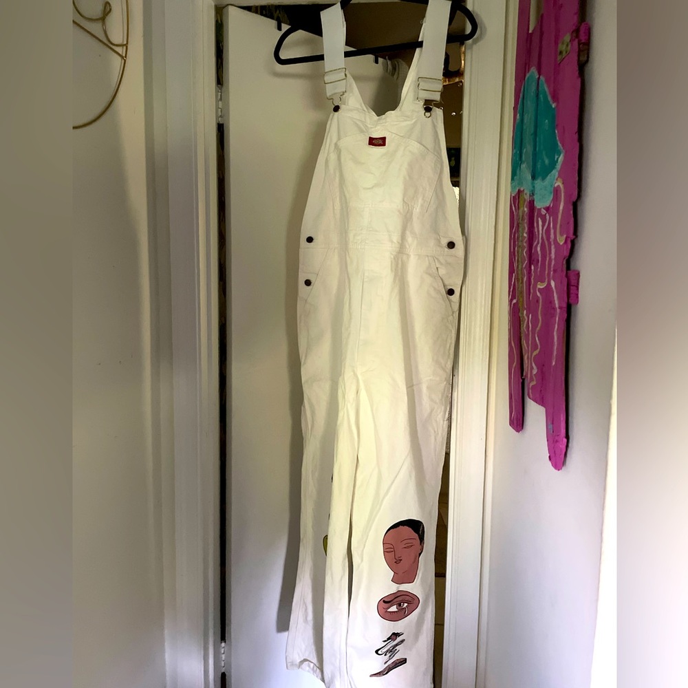 Dickies for Fred Segal, white overalls with art.